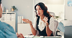 Doctor, consulting and discussion with woman in office for healthcare advice, insurance and patient results. Medical assessment, diagnosis and wellness with people in hospital for treatment plan