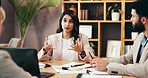 Lawyer, woman and meeting with paperwork in office for legal consulting, corporate advice and case settlement. Law firm, client and attorney team with documents for court negotiation and discussion