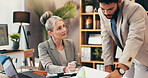 Corporate, people and meeting with documents in office for legal consulting, planning and contact advice. Mature woman, attorney and paperwork for settlement, information and procedure for management