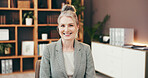 Portrait, smile and mature business woman in office with pride, ambition and attorney at corporate law firm. Happy, professional and manager at work, lawyer and legal representative in Switzerland