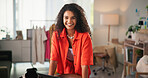 Young shop owner, fashion portrait or woman with smile for retail store, clothing distribution and small business growth. Startup, employer and happy in boutique for custom design or order management