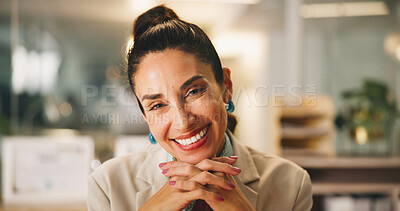 Buy stock photo Portrait, smile and confident business woman in office as insurance agent, risk advisor and claims specialist. Happy, professional worker and corporate employee, policy broker or coverage consultant