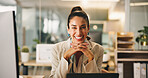 Portrait, laptop and confident business woman in office as insurance agent, risk advisor and claims specialist. Smile, professional worker and corporate manager, policy broker or coverage consultant
