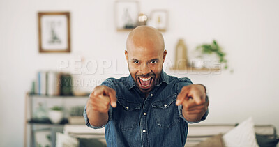 Buy stock photo Portrait, business and pointing to you with black man, support and excited with motivation. Face, African person and entrepreneur with hand gesture, agreement and expression for startup growth or joy