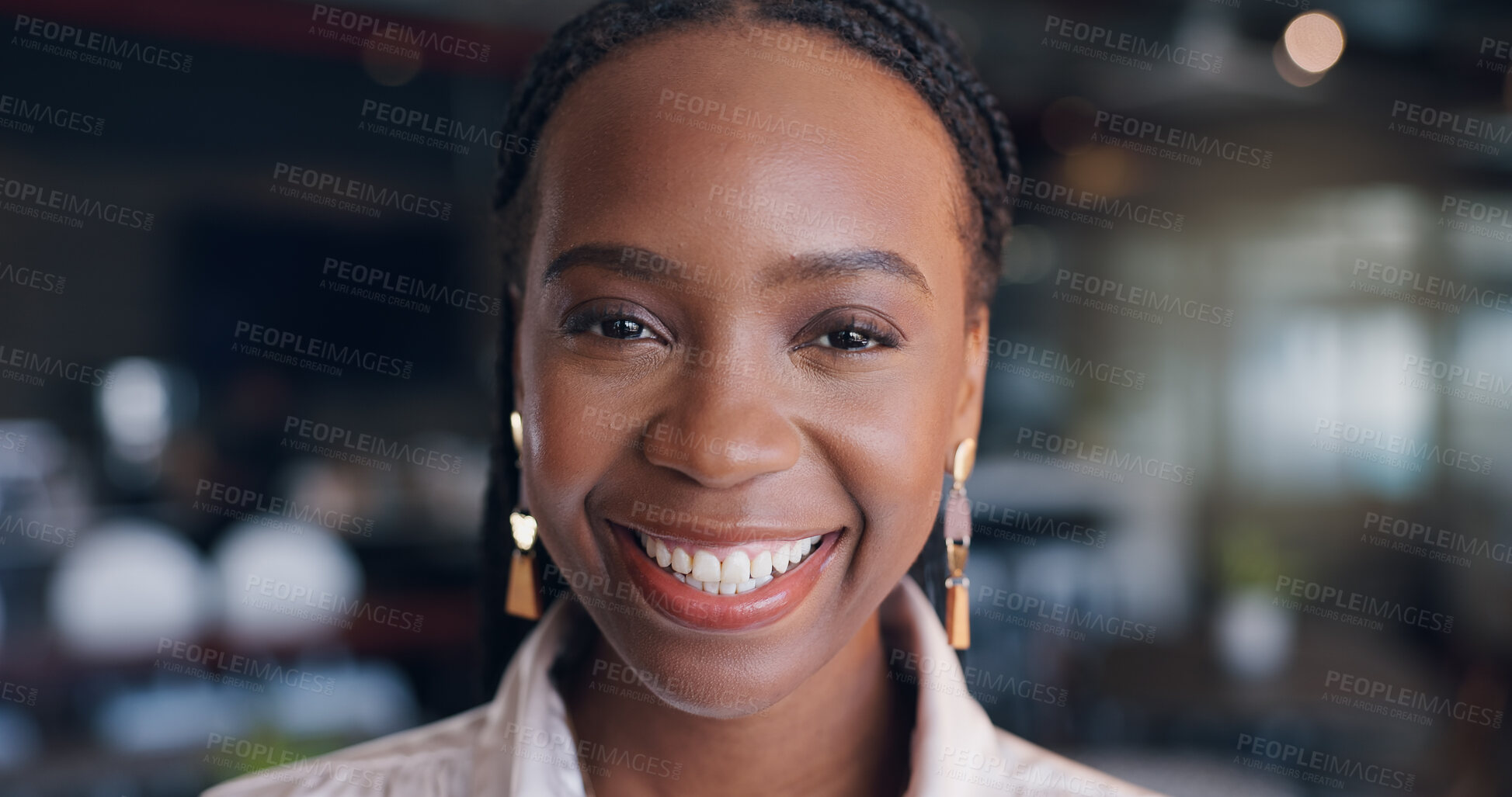 Buy stock photo Black woman, portrait and lawyer in office for legal advice, corporate business or advocate. Happy employee, government attorney or professional consultant for growth, career pride or justice