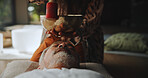 Spiritual, vibration and man with healer, hands or mantra for inner peace, healing or chant for chakra. Meditation, shaman or sound therapy with Tibetan singing bowl, awakening or holistic for person