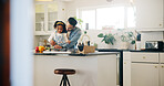 Vegetables, cooking and dad with child in kitchen for healthy eating, wellness and nutrition in home. Family, food and father and girl help with organic ingredients for lunch, dinner and meal prep