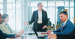 Investor, feedback or businesswoman in presentation for teamwork, collaboration or investment. Manager, people or financial advisors talking for project meeting, budget growth and risk management 