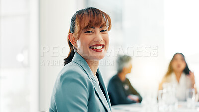 Buy stock photo Portrait, smile and professional business woman in office for ambition, finance and tax consultant coworking. Happy, employee and worker with confident accountant, corporate auditor and about us