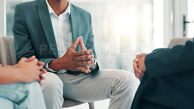 Buy stock photo Business people, hands and HR for compliance, discussion or discipline in office. Person, meeting or complaint for bad behavior for workplace, bullying or reprimand for performance review or feedback
