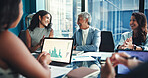 Business women, applause and celebrate success with ceo for financial performance, goal and winning. Group, clapping and cheers for laughing manager with investment growth, data or praise in office