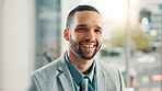 Portrait, business and man in office, smile and confidence with pride, career ambition and accounting. Financial advisor, consultant and employee in workplace, economy analyst and stats specialist