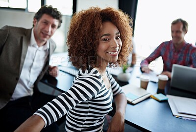 Entrepreneur, portrait and team working in office for planning, collaboration and meeting for success. Woman, workspace and brainstorming for project, teamwork and discussion for business growth