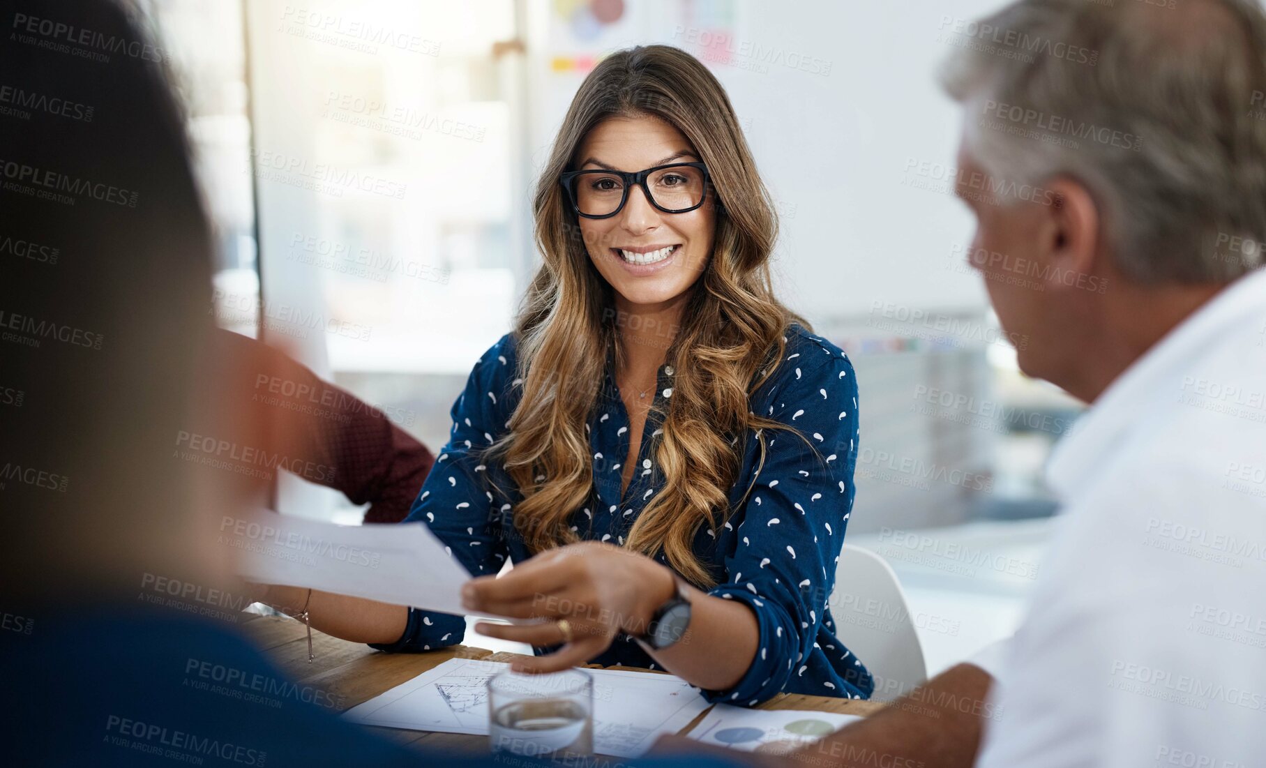 Buy stock photo Documents, meeting and teamwork with group of business people in office together for training workshop. Coaching, paperwork and planning with employee team in workplace for upskill development