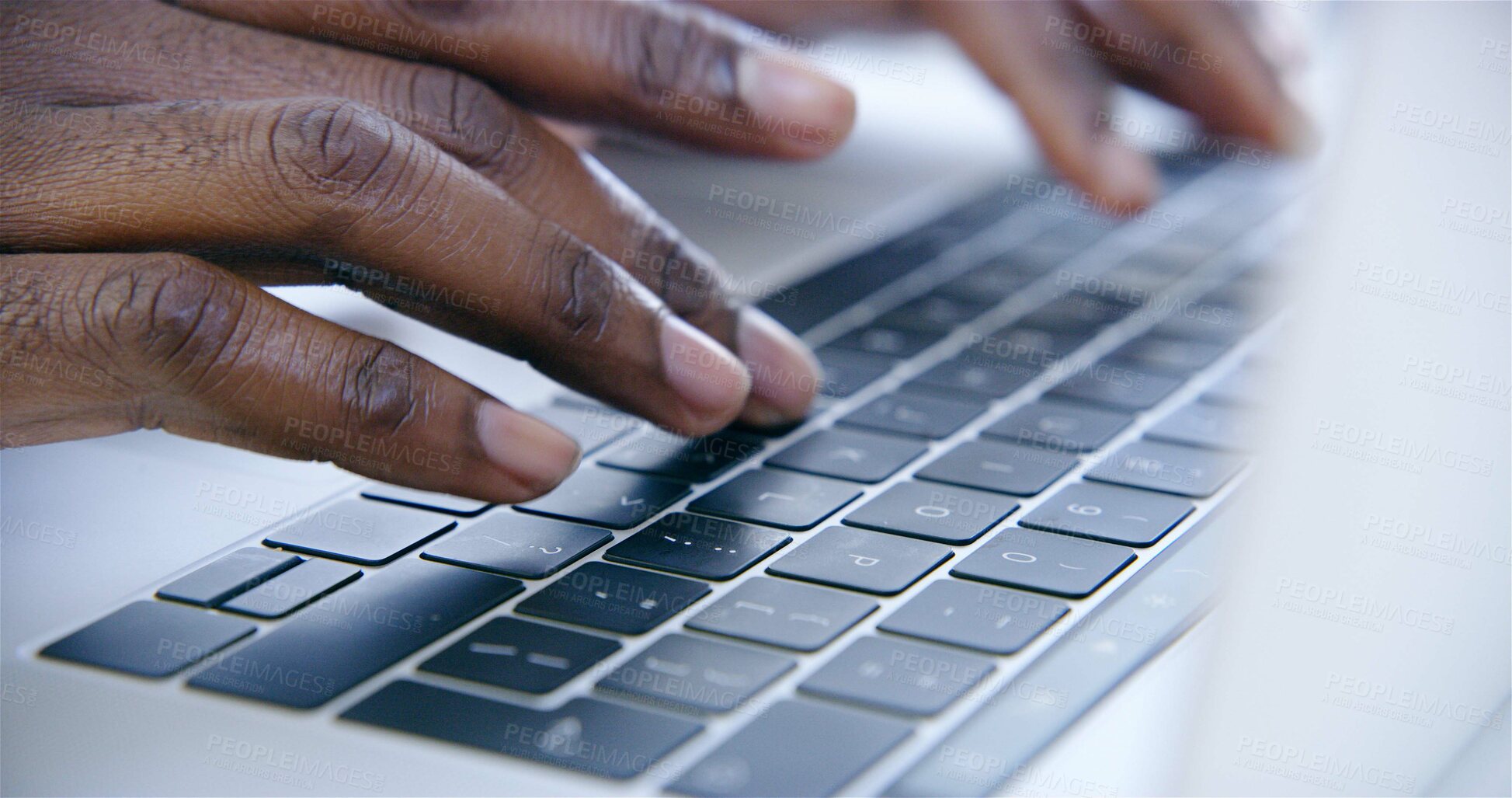 Buy stock photo Hands, typing and laptop with business person, online and digital calendar with closeup. Internet, writing and worker research with notes, report and planning work agenda with technology at job