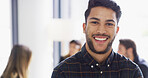Portrait, business and man with smile in office for corporate career, bank consultant and management. Male person, accountant and about us, accounting experience and ambition of financial opportunity