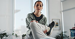 Physiotherapist, woman and patient with stretching legs for injury, healing and care for wellness. People, recovery and support with guide, advice and help for knee pain, arthritis for rehabilitation
