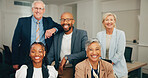 Portrait, group and lawyers in office, diversity and confidence with collaboration. Face, people and attorneys in workplace, multiracial and legal aid with teamwork, corporate professional and smile
