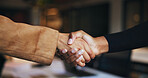 Business people, handshake and collaboration for partnership, b2b deal or brand sponsorship. Closeup, cooperation and shaking hands for agreement, trust and thank you for campaign funding in office