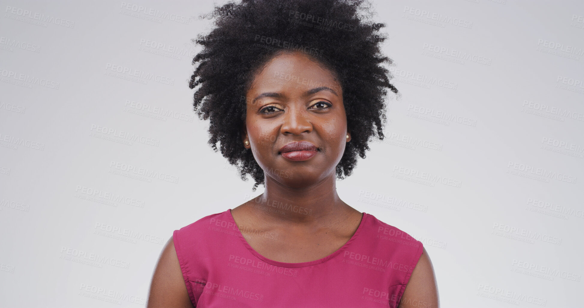 Buy stock photo Confident, black woman or portrait of teacher in studio for college, education or university course. Space, school and proud African educator on white background for learning, about us and teaching