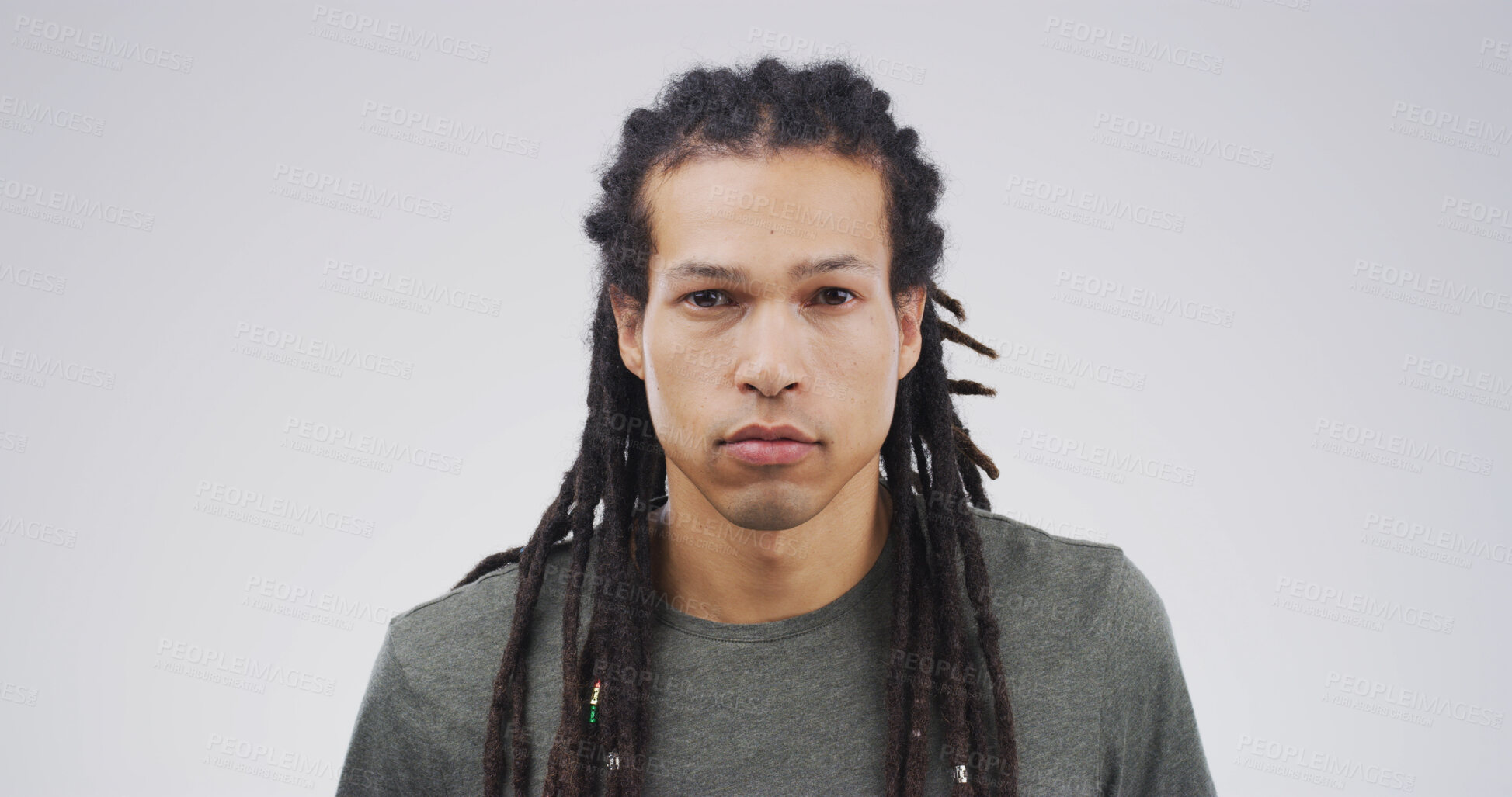 Buy stock photo Braids, education and portrait of student man on studio space for college or university scholarship. Future, learning and serious with African person isolated on white background for school study