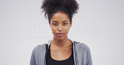 Buy stock photo College, portrait and woman student on studio space for development, learning or university study. Education, future and growth with person isolated on white background for knowledge or school course