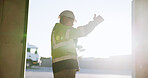 Engineer, man and inspection at construction site for building, development and thinking. Architect, mature supervisor and problem solving outdoor for planning, infrastructure maintenance and flare