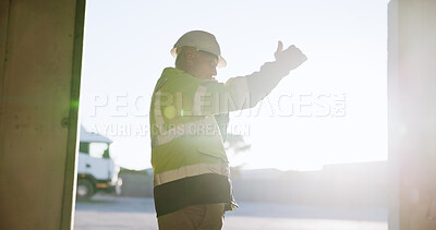 Buy stock photo Engineer, man and inspection at construction site for building, development and thinking. Architect, mature supervisor and problem solving outdoor for planning, infrastructure maintenance and flare