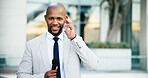 Journalism, news and portrait of black man in city for live television broadcast as presenter. Microphone, story and streaming with reporter outdoor on bridge in urban town for information or update
