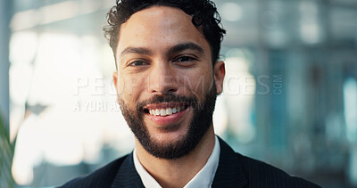 Buy stock photo Financial advisor, office and portrait of business man with pride, confidence and smile for career. Corporate, professional and person for consultant job, ambition and opportunity at finance agency