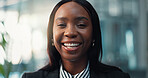 Financial advisor, happy and portrait of business black woman with pride, confidence and smile in office. Corporate, professional and person for consultant career, ambition and opportunity in finance