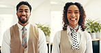Hospitality, portrait and people at hotel lobby for customer service, welcome or luxury accommodation. Smile, concierge collage and happy in reception for check in assistance, help or travel booking
