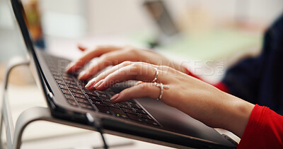 Buy stock photo Studio, project and hands with laptop, employee and web design for brand identity, app and creative. Online, graphic designer and person with tech for logo, digital art and assignment for business