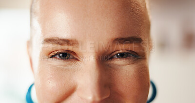 Buy stock photo Creative, eyes and portrait of business woman for fashion design startup, career and company. Retail entrepreneur, happy and closeup of person in office for stylist, jewellery designer and boutique