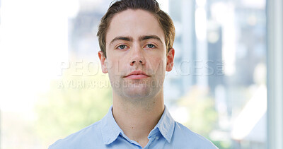 Buy stock photo Serious, professional and portrait of businessman in office with confidence for finance career. Corporate, face and male financial manager from London with pride for job opportunity in workplace.