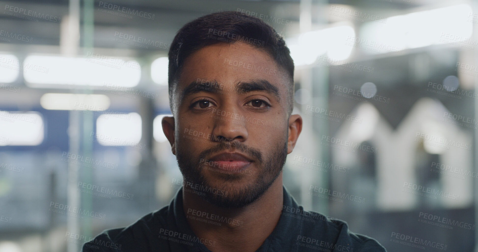 Buy stock photo Portrait, creative and man with pride, office or opportunity for career growth in newsroom or intern. Confident, reporter and person with ambition for skill development, journalism job and internship