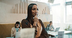 Creative woman, thinking and glass wall for brainstorming, planning and sticky note strategy in office. Business owner, entrepreneur and mood board for goals, project management or proposal report
