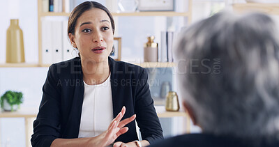 Buy stock photo Hiring, meeting and business women in office for job interview with HR discussion. Happy, talking and female corporate manager with recruitment candidate for vacancy conversation in workplace.