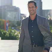 Stan Thomas Developer Thinking, business and man for travel in city for real estate, ideas ...