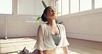 Woman, yoga and stretching in studio for spiritual wellness, mindfulness or core exercise. Calm, female person or yogi with cobra pose in zen or pilates for flexibility, circulation or mental health