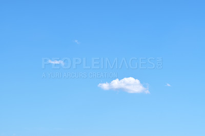 Buy stock photo Blue sky, clouds and fog in air with pattern for texture with wallpaper, background or design. Creative, mist and natural gas in summer for nature with outdoor for stratosphere in environment.