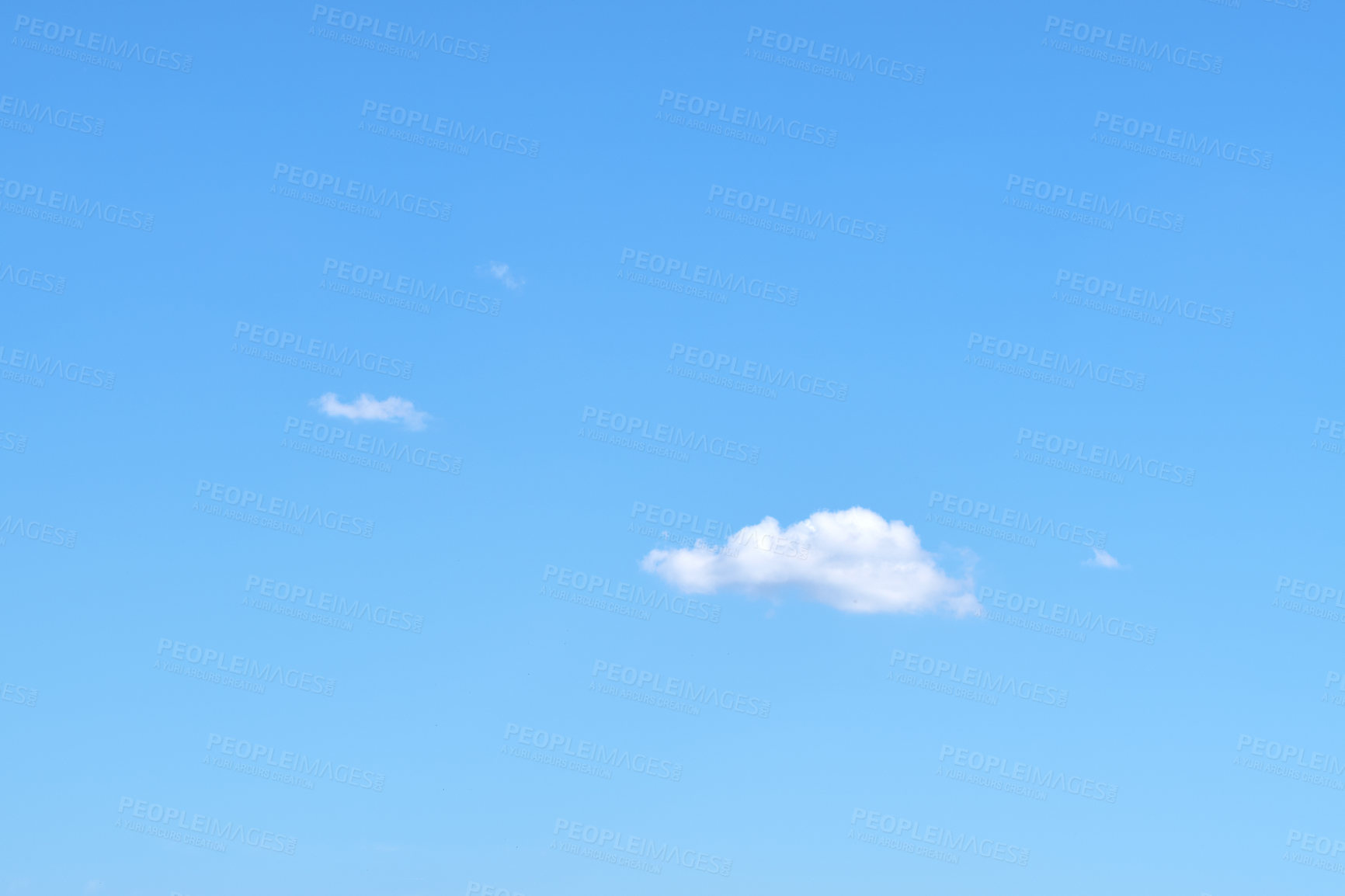 Buy stock photo Blue sky, clouds and fog in air with pattern for texture with wallpaper, background or design. Creative, mist and natural gas in summer for nature with outdoor for stratosphere in environment.