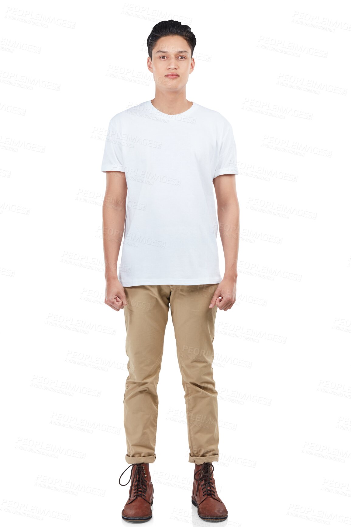 Buy stock photo Fashion, portrait of teen or Asian man on an isolated and transparent png background. Gen z, teenager and streetwear of young Japanese model or casual clothing, relaxed style expression or comfort