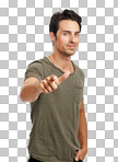 PNG of a  handsome young man pointing a finger at you