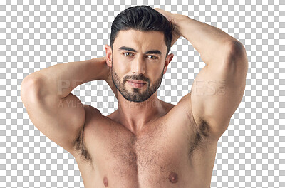 Buy stock photo Face, skincare and serious man isolated on a transparent png background. Portrait, natural beauty and male model with cosmetics in spa facial treatment for wellness, aesthetic and smooth healthy skin