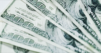 Buy stock photo Money, financial and bonus with payment of cash for accounting, investment growth and profit. Economy, banking loan and trading dividend with dollar bills for promotion, budget and salary savings