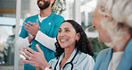 Applause, medical and smile with hospital administration team in boardroom for celebration. Happy, meeting or success with healthcare staff and manager clapping in clinic for achievement or goals