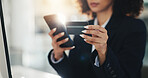 Hands, credit card and business woman with phone for ecommerce, corporate purchase or online shopping. Debit, payment and female person for professional expense, internet banking or fintech app flare