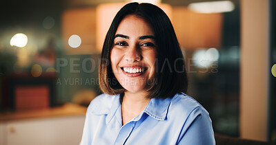 Buy stock photo Professional, woman or bokeh in office with portrait, consultant or talent acquisition in company. Happy, corporate or person in business with smile, HR manager or onboarding for training employees. 