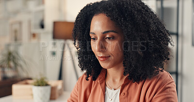 Buy stock photo Business woman, reading or research in office, analysis or problem solving for copywriting startup solution. Planning, information or proofreading with editor inspiration, insight or creative review